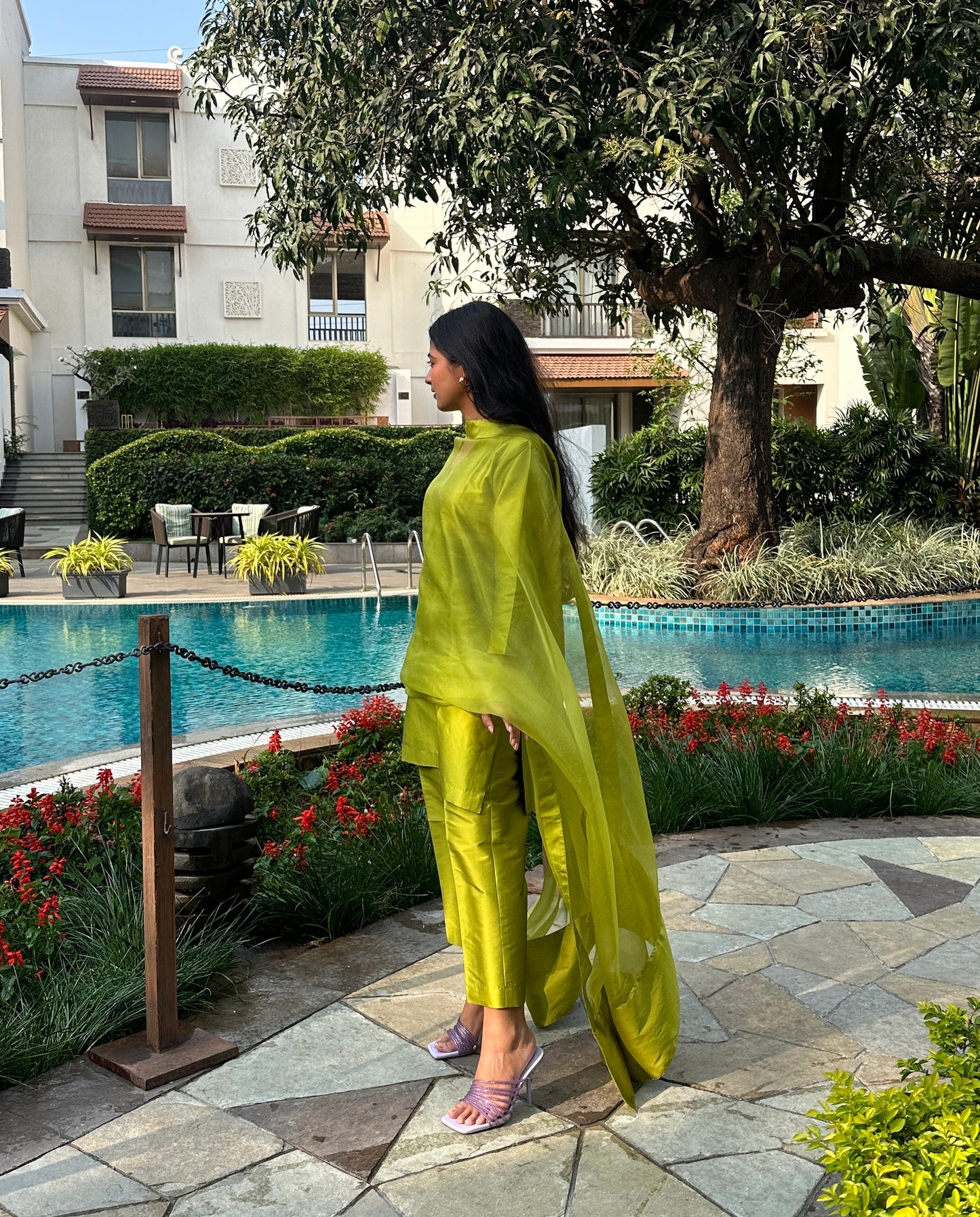 Green Taffeta Suit Set