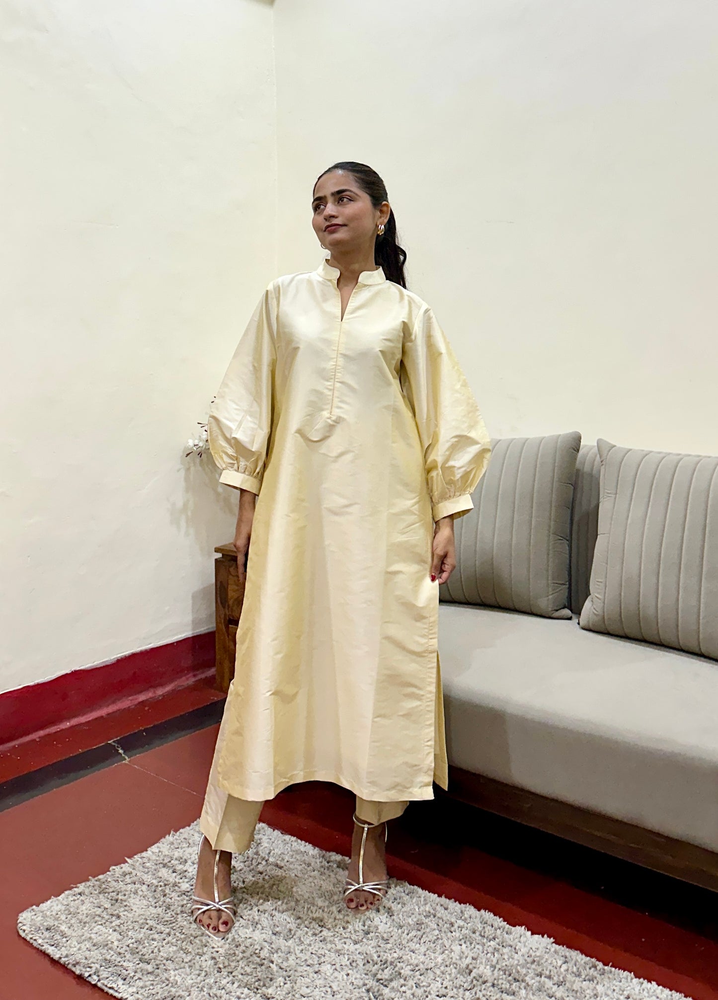 Cream Taffeta Co-ord set