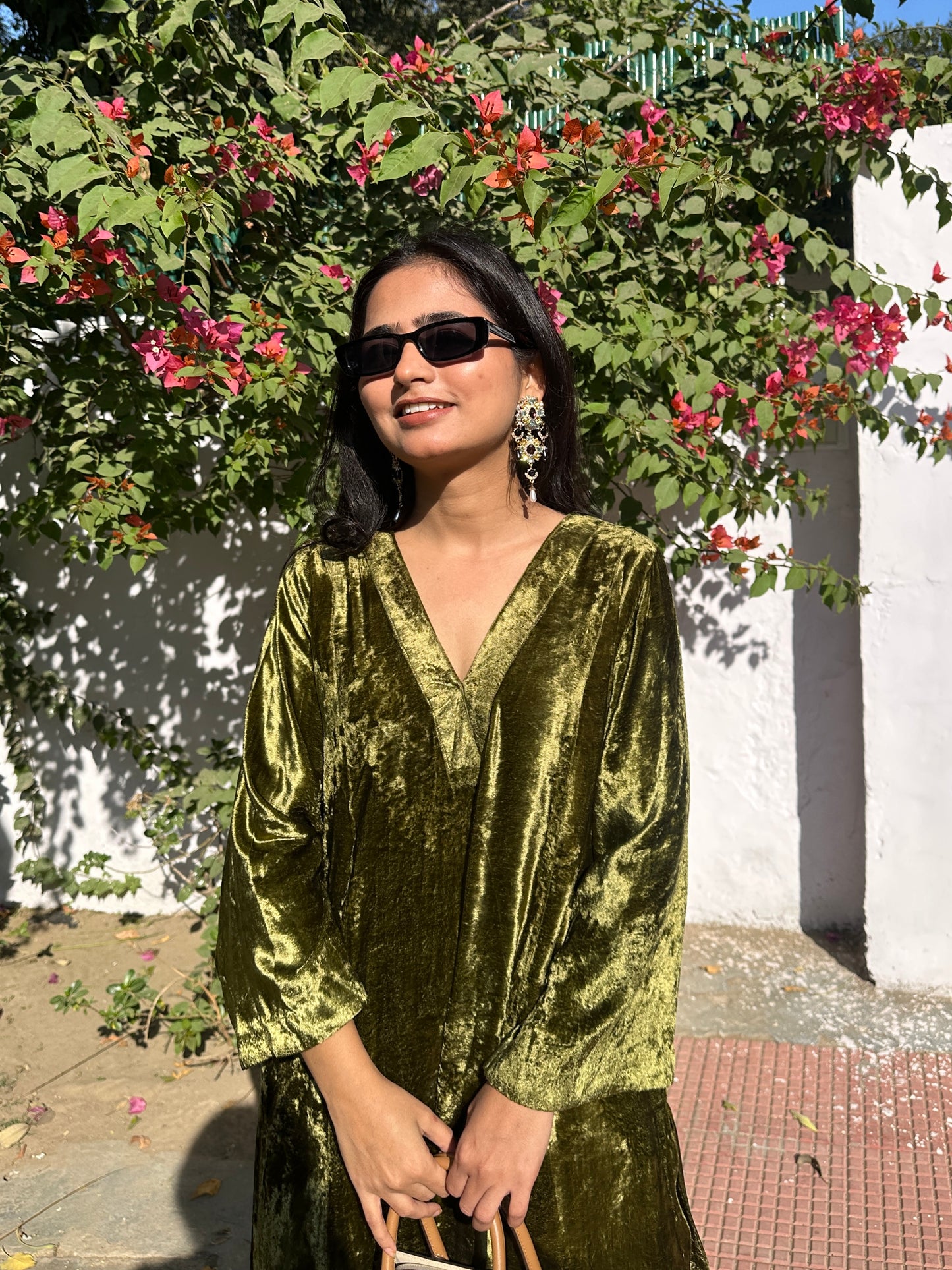 Olive Green Velvet Co-ord Set