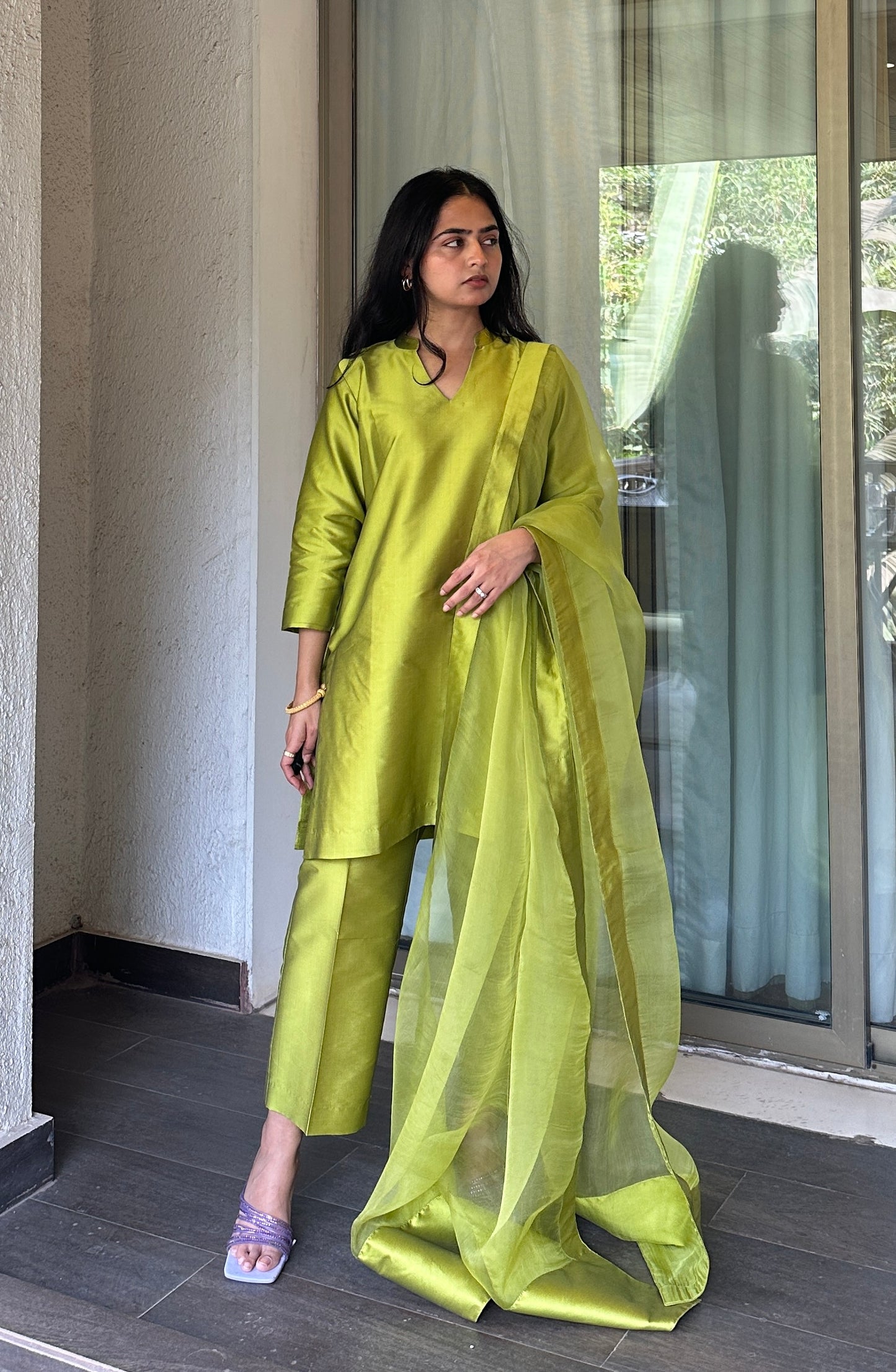 Green Taffeta Suit Set