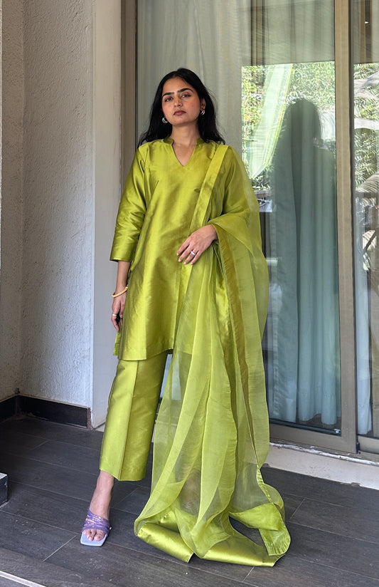 Green Taffeta Suit Set