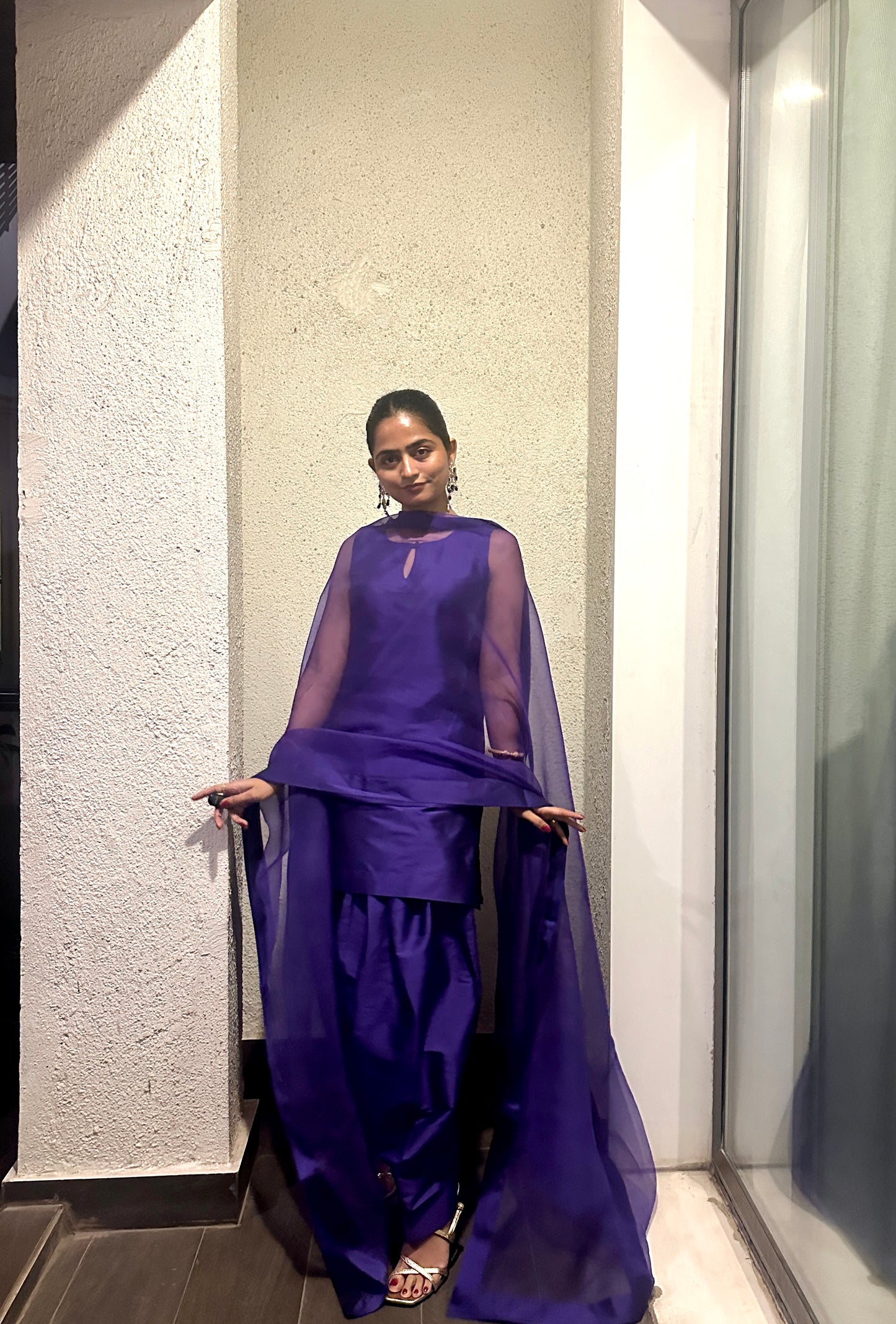 Purple Taffeta Suit Set