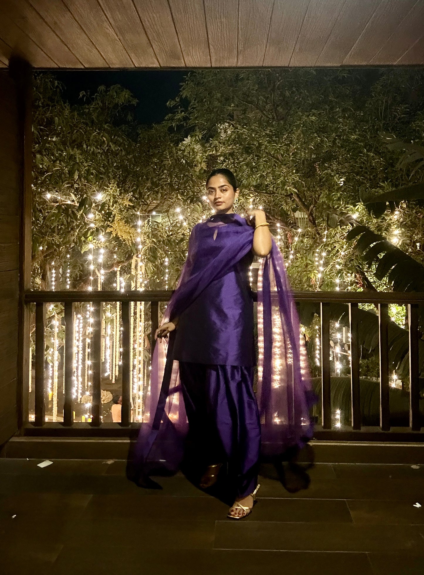 Purple Taffeta Suit Set