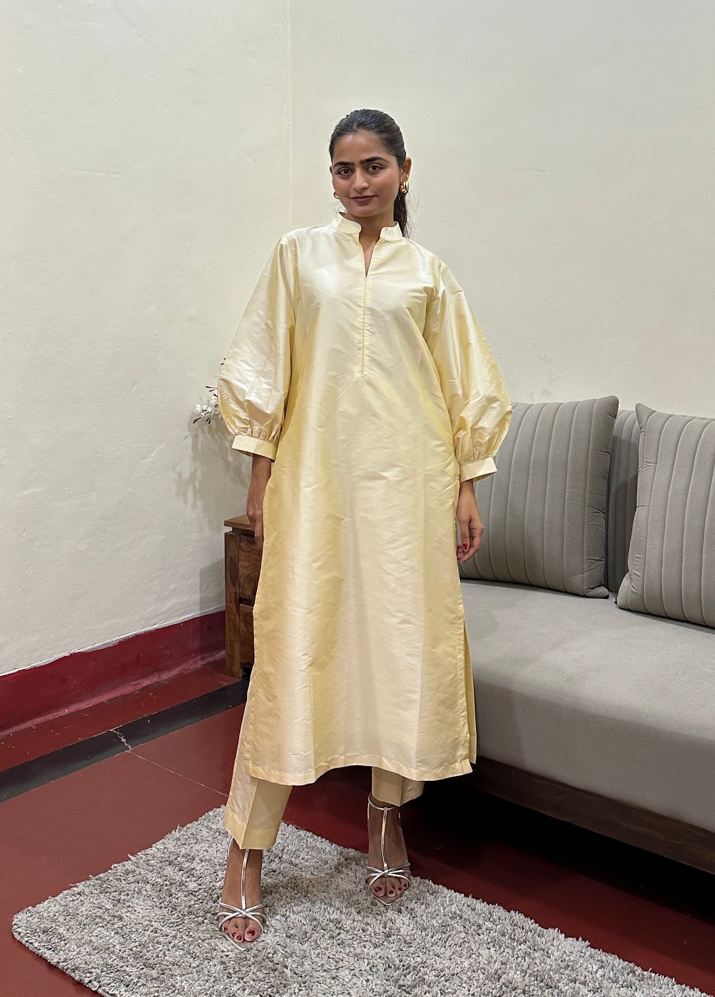 Cream Taffeta Co-ord set