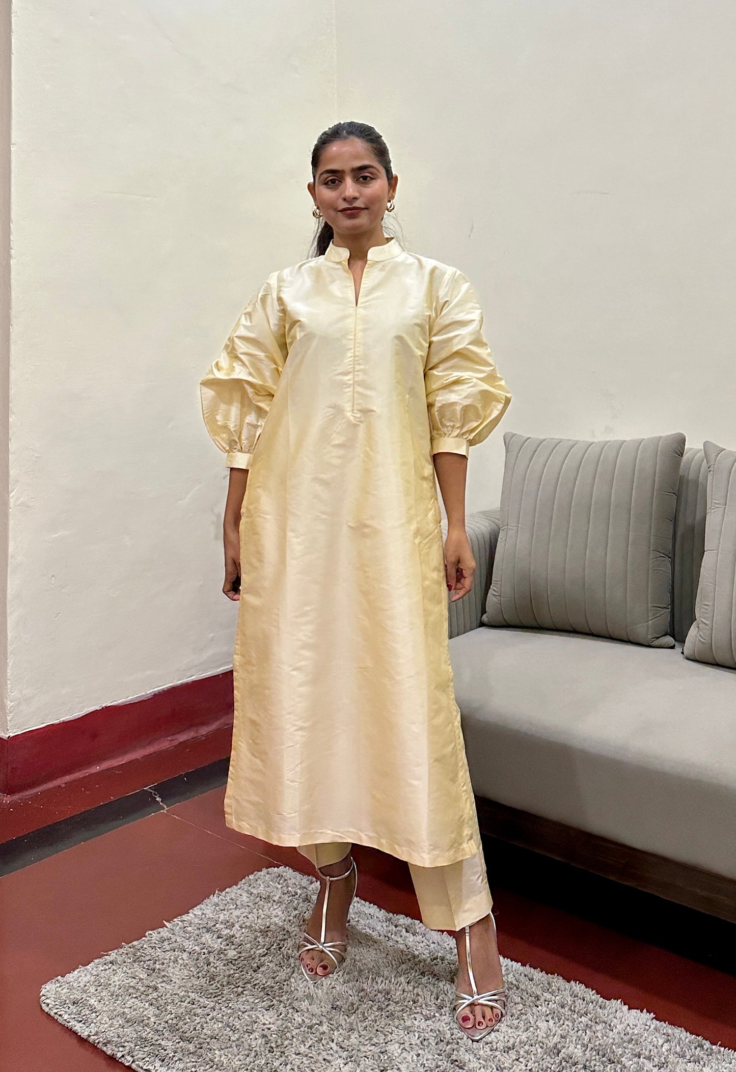 Cream Taffeta Co-ord set